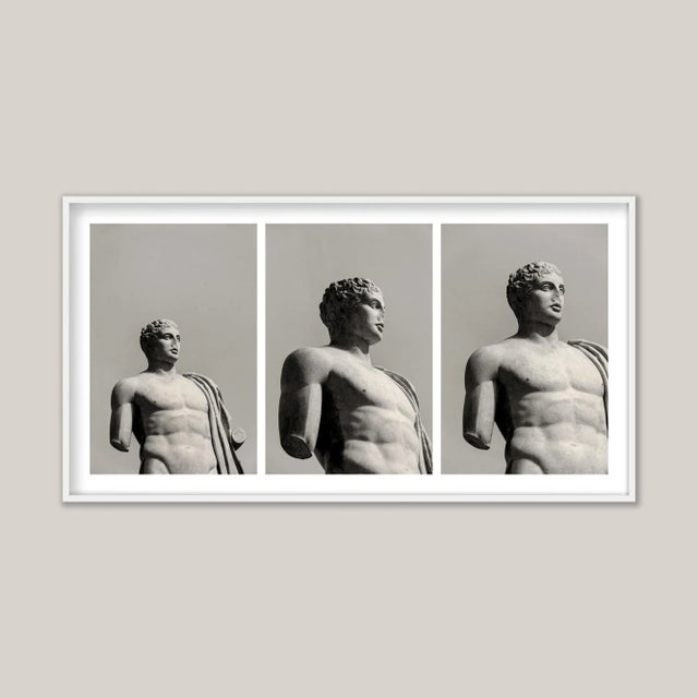 The Ascendant - a triptych of black-and-white photographs. An ancient Roman sculpture, broken, worn, yet defiantly...