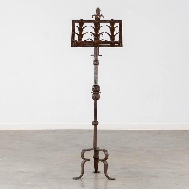 Gothic Early 19th Century Gothic Revival Wrought Iron Lectern or Music Stand With Articulated Candle Mount For Sale - Image 3 of 10