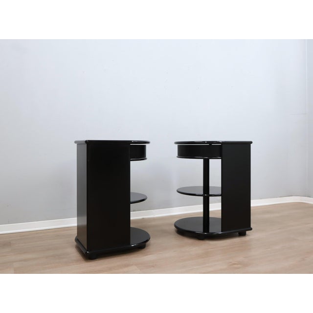 Postmodern Postmodern Black Lacquered Nightstands from B&B Italia / C&B Italia, 1980s, Set of 2 For Sale - Image 3 of 16
