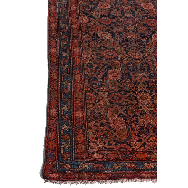 Antique Circa 1910 Red Malayer Hand Knotted Runner 3ft 5in X 15ft 5in For Sale - Image 9 of 16