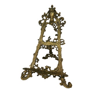 Mid 20th Century Victorian Style Cast Brass 15.5” Table Top Easel or Book Stand For Sale