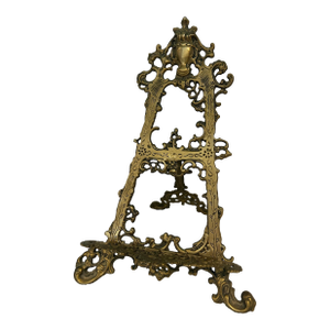 Mid 20th Century Victorian Style Cast Brass 15.5” Table Top Easel or Book Stand