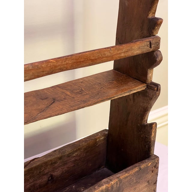 19th Century Rustic Handcrafted Two-Tier Wooden Standing Countertop Shelf For Sale - Image 11 of 18