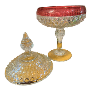 1960s Pedestal Glass Bowl With Lid ,Compote , Candy , Candle