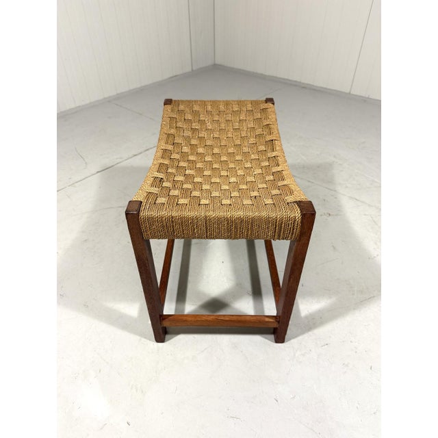 Wood Plaited Cord Seat Stool, 1950s For Sale - Image 7 of 10