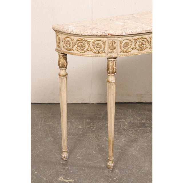Mid 20th Century Italian Marble Top Slender Console, 4 Ft For Sale - Image 4 of 12