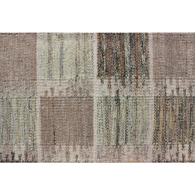 Scandinavian Flat Weave Rug in Neutral Colors Modern Checkerboard by Keivan Woven Arts For Sale - Image 10 of 11