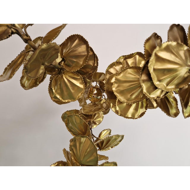 Gold Large Brutalist Brass Chandelier with Floral Decoration, 1970s For Sale - Image 8 of 18