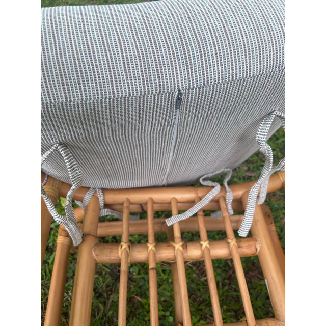 1 Vintage Rattan Ottoman With Zippered Cushions For Sale - Image 4 of 10