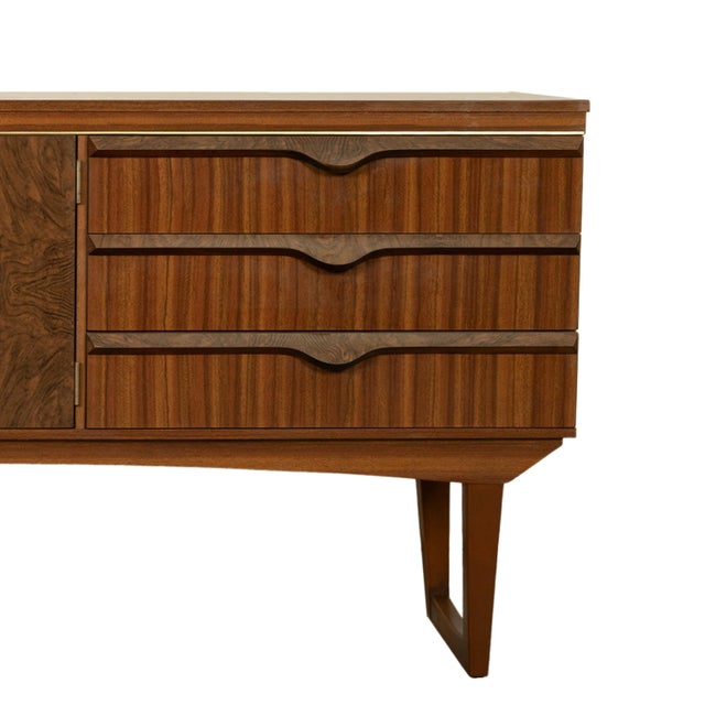 Mid Century Modern Danish Style Compact Zebra Wood Teak Credenza Sideboard 1960 For Sale - Image 13 of 13
