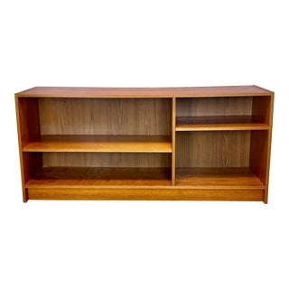 Mid Century Danish Modern Teak Low Bookcase Shelf Console For Sale