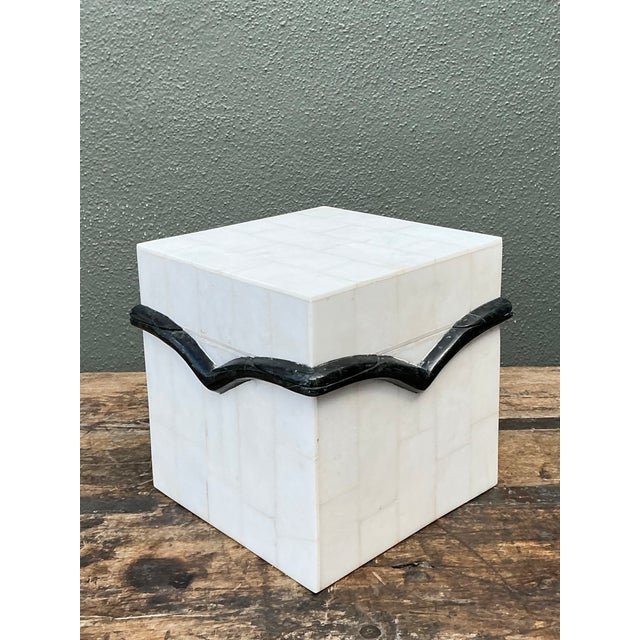 Modern Vintage Black and White Stone Box For Sale - Image 3 of 12