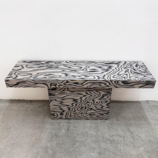 Ettore Sottsass Vintage 1980s Postmodern Memphis Pedestal Console Entryway Table For Sale - Image 4 of 11