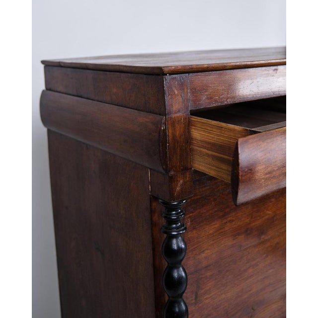 Secretary with 4 Drawers in Polished Oak and Green Felt Cloth with Brass Handles For Sale - Image 10 of 14