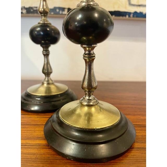 Black Marble and Brass Candlesticks, 1890s, Set of 2 For Sale - Image 6 of 7
