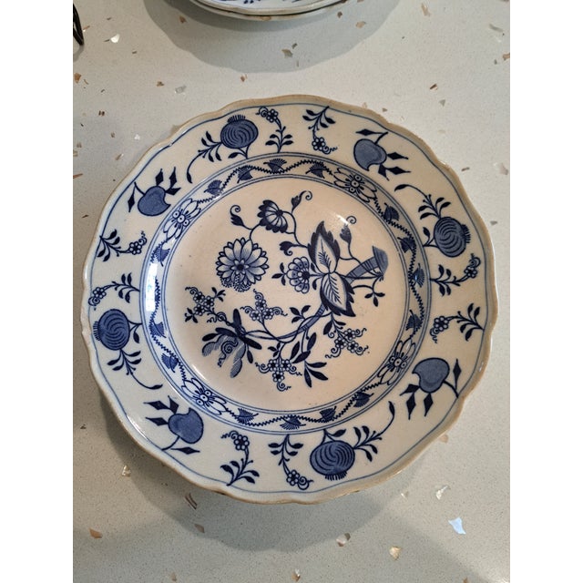 1900s Blue Onion Pattern Plates - Set of 10 For Sale - Image 11 of 12