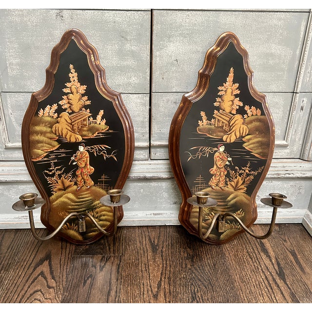 Pair Chinoiserie Style Wall Sconces For Sale In Kansas City - Image 6 of 6