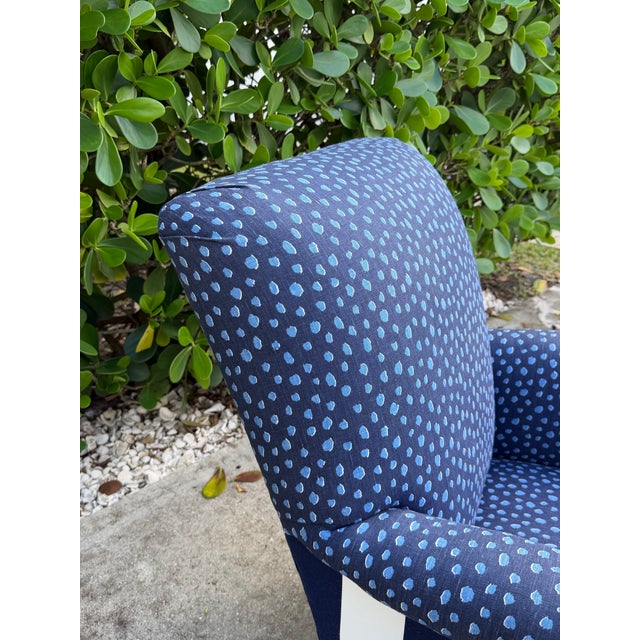 Textile Antique English Upholstered Armchair and Oversized Ottoman For Sale - Image 7 of 12