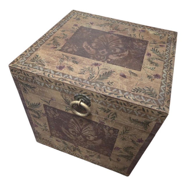 Bombay Company Vintage Boho Folk ArtStorage Cube Side Table For Sale