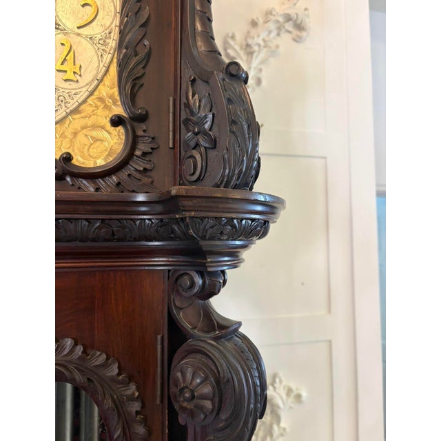 Antique Carved Mahogany 9-Tube Chiming Longcase Clock, 1880 For Sale - Image 11 of 18