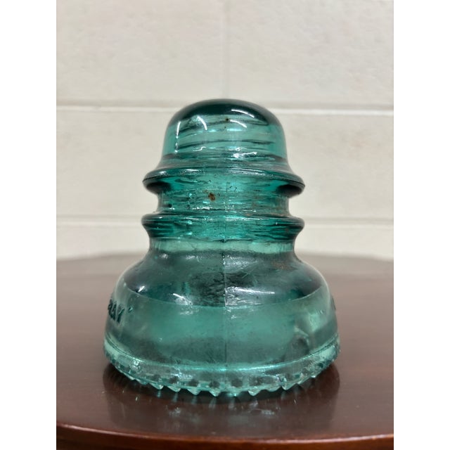 Vintage Hemingray 40 Aqua Teal Glass Insulator For Sale - Image 4 of 7