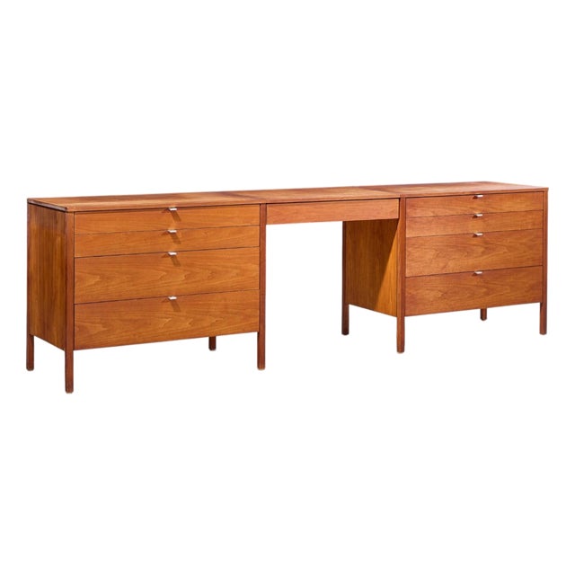 Florence Knoll for Knoll Mid Century Walnut 3-Piece Vanity Set For Sale