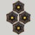 Gold hex- and star-shaped ceramic wall lights in Fat Lava style. Manufactured in Germany in the 1970s. The base of the...