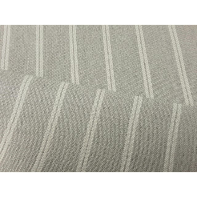 Contemporary Designer Grey Cream Stripe Upholstery Fabric For Sale - Image 3 of 3