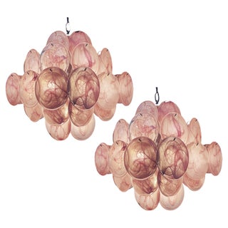 Disc Murano Glass Chandeliers, Set of 2 For Sale