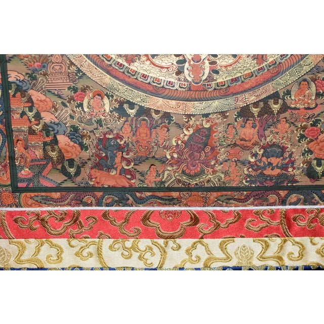 Hand-Painted Tibetan Thangka Celebration Textile For Sale - Image 4 of 13