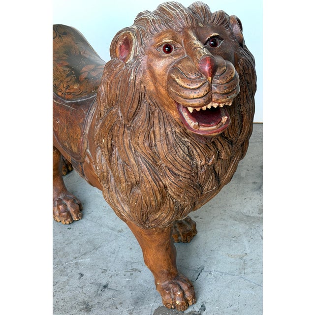 20th Century Carved & Polychromed Carousel Lion, Style of Dentzel For Sale - Image 15 of 17