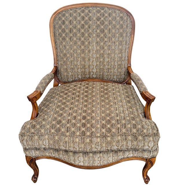 Late 20th Century Late 20th Century French Provincial Bergère Chair and Matching Ottoman Set For Sale - Image 5 of 16