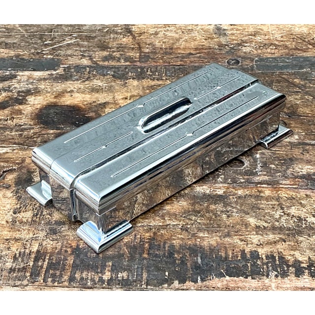 Vintage Deco Metal Lidded Box For Sale - Image 4 of 12