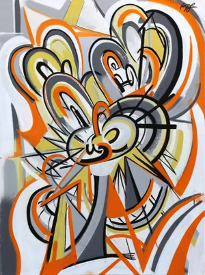 Original Pop Art Painting "Orange Swirl" by Frankie Alfonso - Ready to Hang
