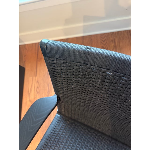 1950s Authentic Hans J. Wegner Ch25 Lounge Chairs for Carl Hansen & Son - Black Oak/Black Paper Cord For Sale In Richmond - Image 6 of 8