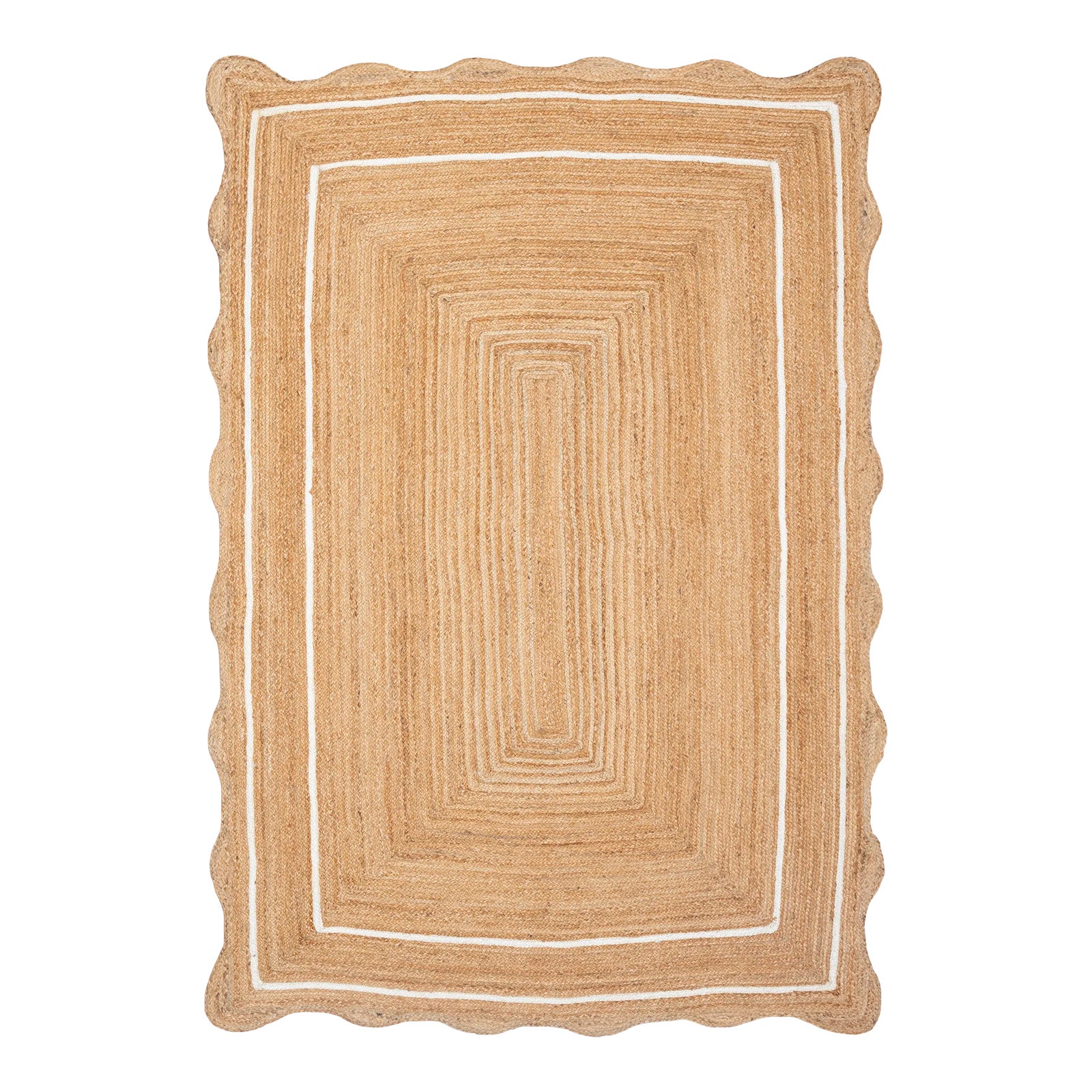 White Natural Jute Scallop Rug 2x4 Ft. | Chairish
