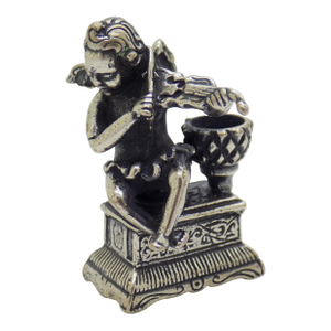 Vintage Italian Handmade Silver Angel With Violin Candle Holder, Handcrafted Solid Figurine
