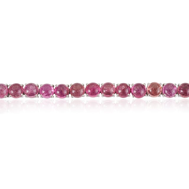 Not Yet Made - Made To Order Authentic 30.8 Carat Pink Tourmaline Rivière Tennis Bracelet in 925 Solid Silver For Sale - Image 5 of 13