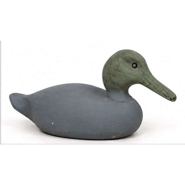 Rustic Primitive Painted Wooden Duck Decoy Folk Art Sculpture For Sale - Image 4 of 6