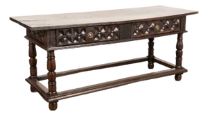 Late 18th Century Spanish Oak Console Table With Two Drawers