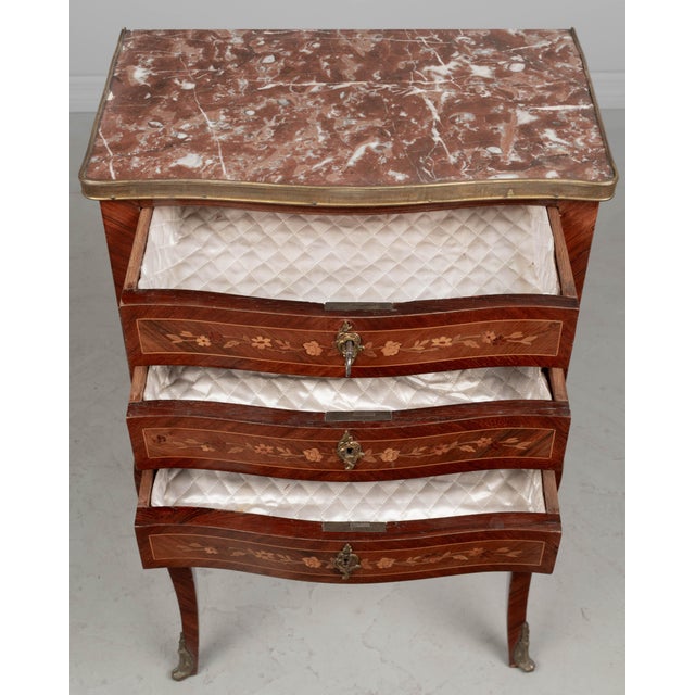 Brown Louis XVI Style Marble Top Nightstand or Side Table For Sale - Image 8 of 9