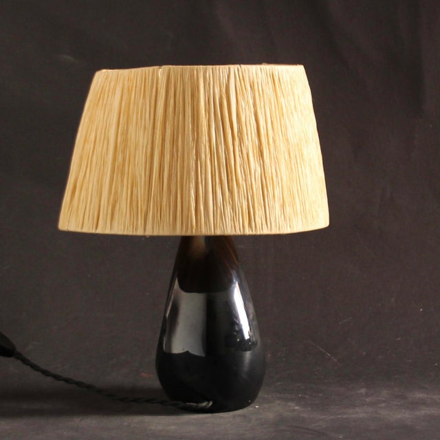 French Black & Red Ceramic Table Lamp, 1950s For Sale - Image 6 of 9