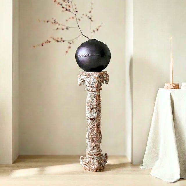 Dimensions: 9" W x 9" D x 34" H Features: • A rare piece and one of its kind exists • Vintage pedestal • 100% solid wood...