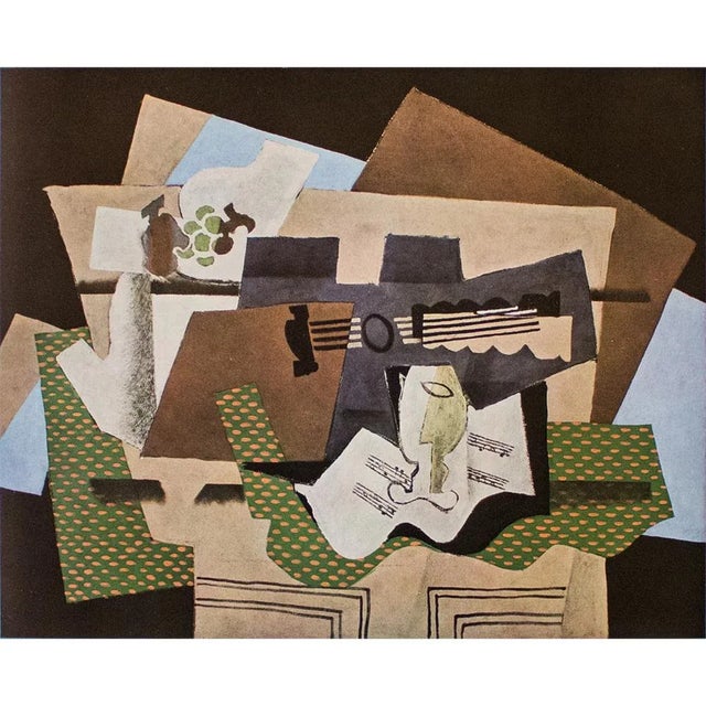 1940s 1940s After Georges Braque "Glass and Guitar", First Edition Period Full-Color Print For Sale - Image 5 of 7