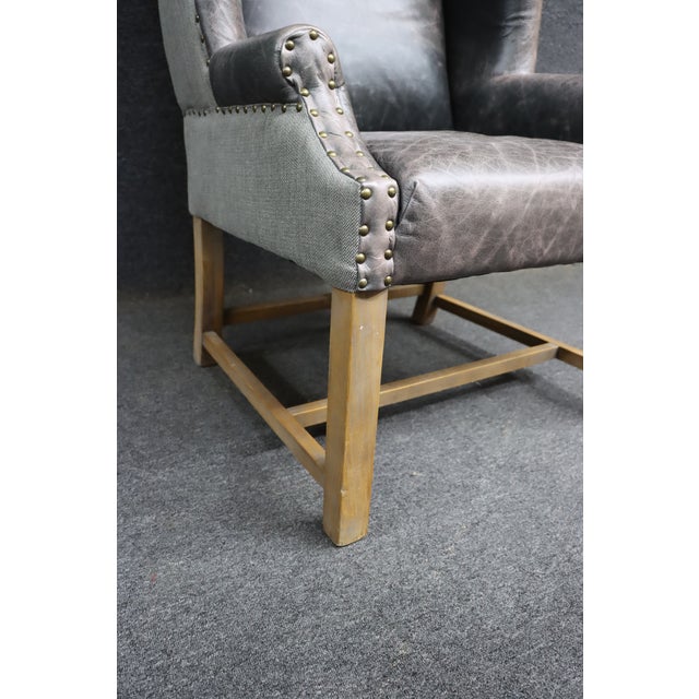 Rustic European Restoration Hardware–Attributed Wingback Chair For Sale - Image 3 of 11
