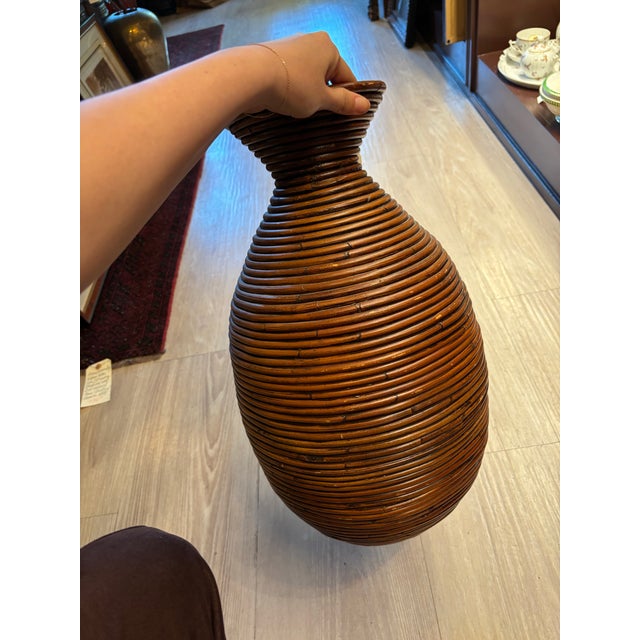 Mid-Century Modern Vintage Mid-Century Modern Crespi Style Pencil Reed Floor Vase [Sr] For Sale - Image 3 of 4