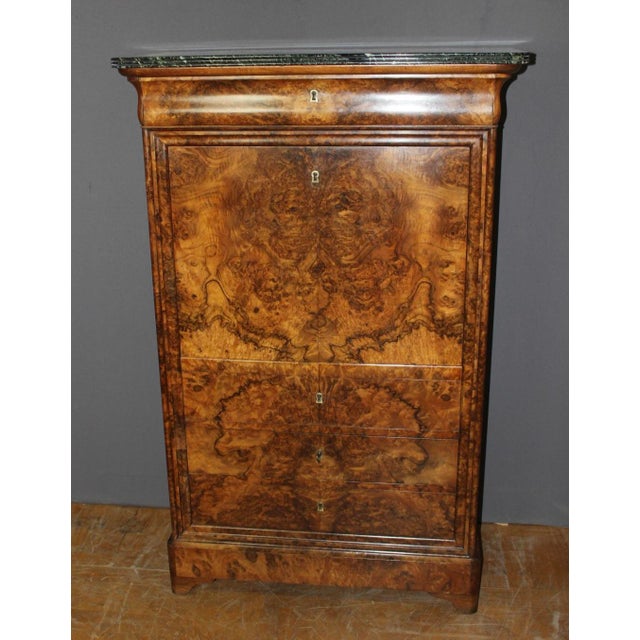 Louis Philippe Secretaire in Burr Walnut, 1800s For Sale - Image 5 of 18