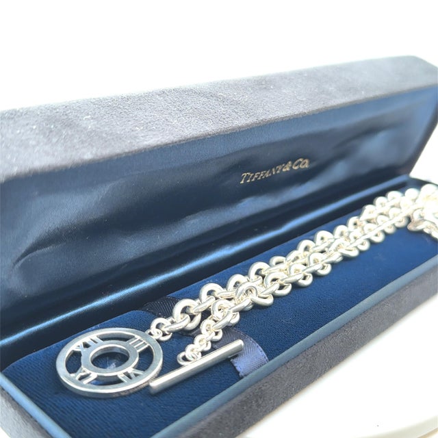 Metal Tiffany & Co. Sterling Silver 2003 Atlas Roman Numeral Toggle Necklace 56g For Sale - Image 7 of 7