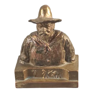 Mid 20th Century Armor Bronze Marked Paul Harzel Gold Prospector Bookend Paperweight Desk Art