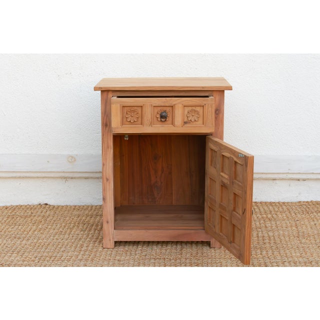 Reclaimed Wood Floral Bedside Cabinet For Sale In Los Angeles - Image 6 of 8